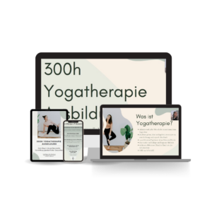 Yogatherapie Ausbildung auf einem Handy Laptop Computer und Tablet